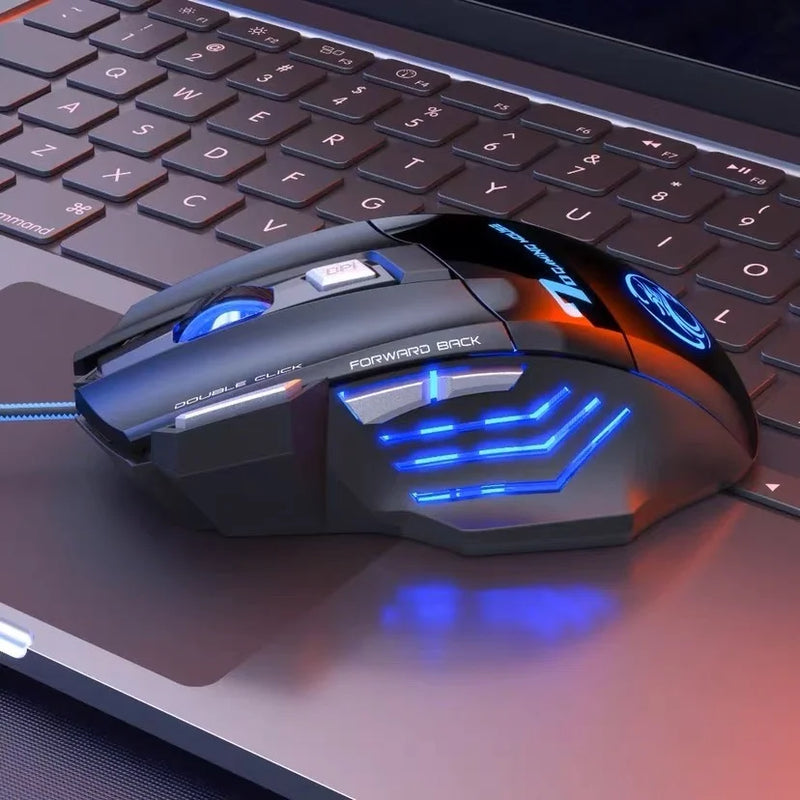 Mouse Gamer Profissional X7 3200DPI com LED Laser – Alta Precisão e Desempenho para Seus Jogos! 🎮💻