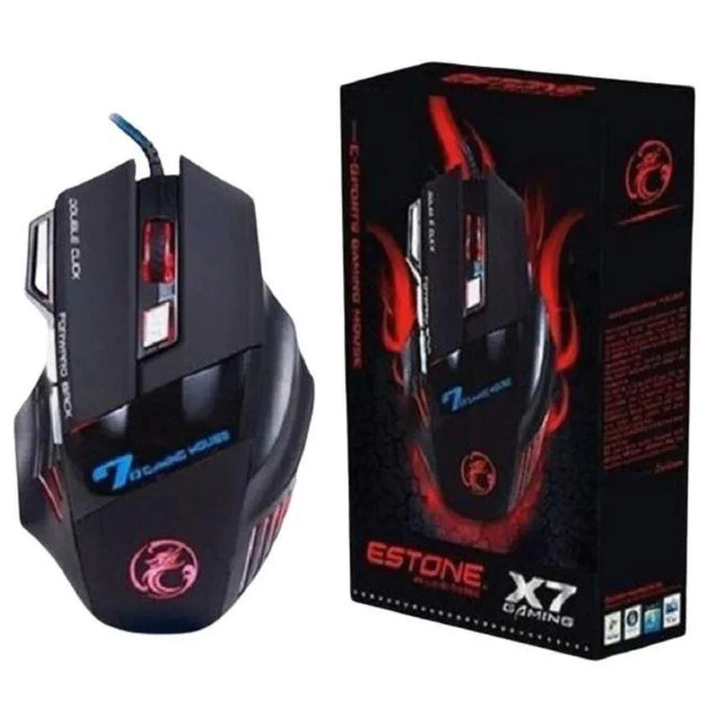 Mouse Gamer Profissional X7 3200DPI com LED Laser – Alta Precisão e Desempenho para Seus Jogos! 🎮💻