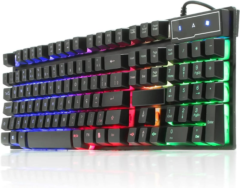 Teclado Gamer Semi Mecânico LED Luminoso ABNT2 – Domine o Jogo com Desempenho e Estilo! 🎮✨