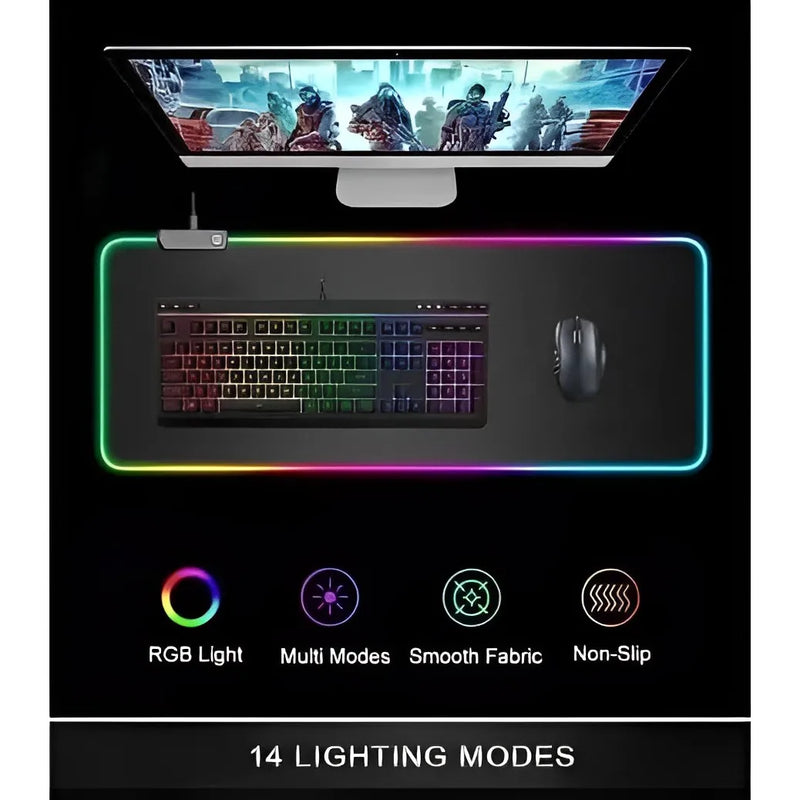 ALFA Mouse Pad Gamer Iluminado RGB LED 80x30cm – Precisão, Estilo e Imersão! 🎮💡