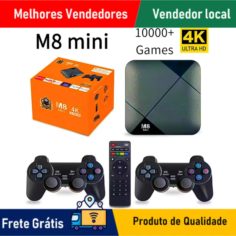 SKYTUR M8 Pro Mini Game TV Box com Joystick 4K HD – Sua Porta de Entrada para o Mundo dos Jogos Retro e Muito Mais! 🎮📺