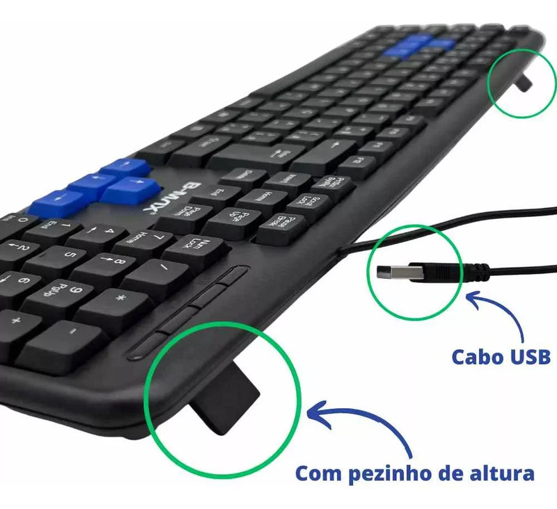 Teclado USB ABNT2 Com Fio: Ergonomia, Conforto e Desempenho Impecável