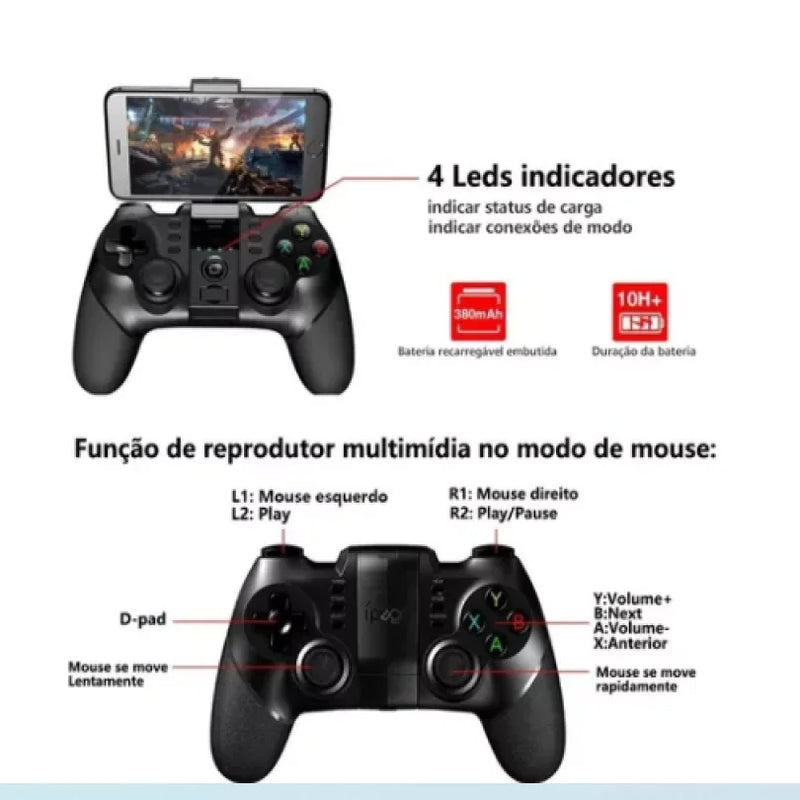 🎮 Controle Joystick Bluetooth 9076 - Compatível com Android, Celular e PC 🎮