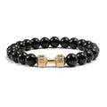 Pulseira de pedra vulcânica natural masculina, preto fosco, lavanda, contas brancas, pingente, haltere, cordão, pulseiras femininas, barra, fitness, joias