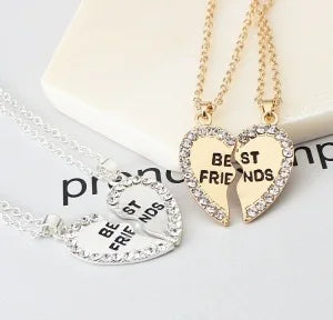 2 Pcs/set Amor Inglês Pingente Liga Ornamentos Moda Melhores Amigos Coração Colar Bons Amigos Gargantilha Declaração Colar