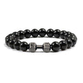 Pulseira de pedra vulcânica natural masculina, preto fosco, lavanda, contas brancas, pingente, haltere, cordão, pulseiras femininas, barra, fitness, joias