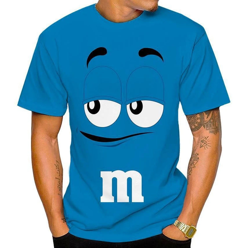 Camiseta Unissex 3D com Estampa de Personagens de Chocolate – Estilo Casual e Divertido