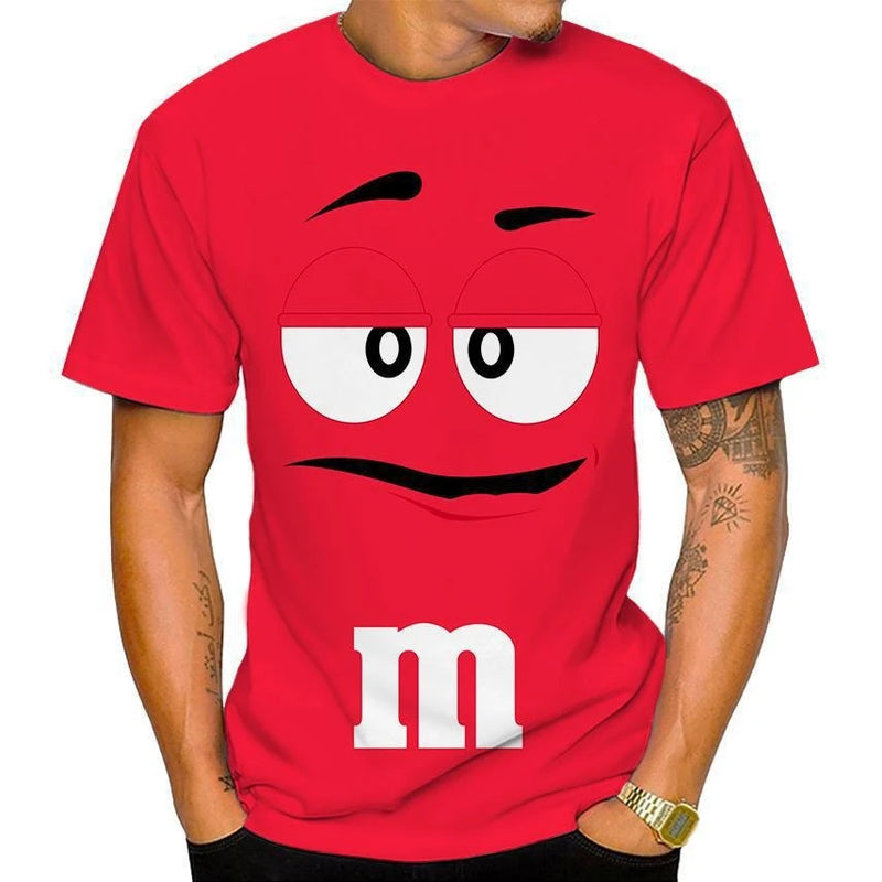 Camiseta Unissex 3D com Estampa de Personagens de Chocolate – Estilo Casual e Divertido