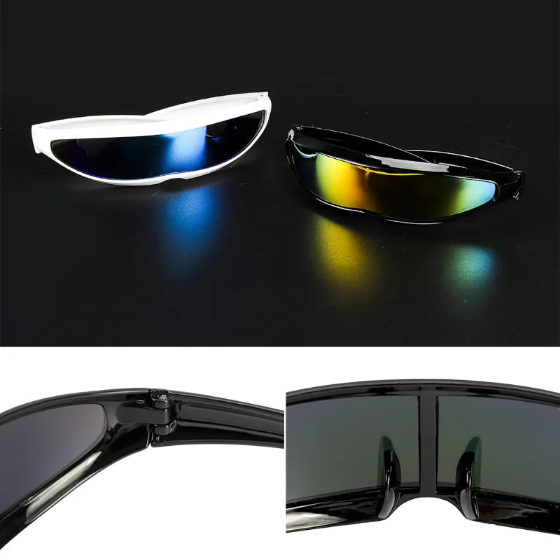 Novos óculos de sol estreitos futuristas Cyclops óculos de sol laser UV400 personalidade lente espelhada traje óculos homens gafas de sol