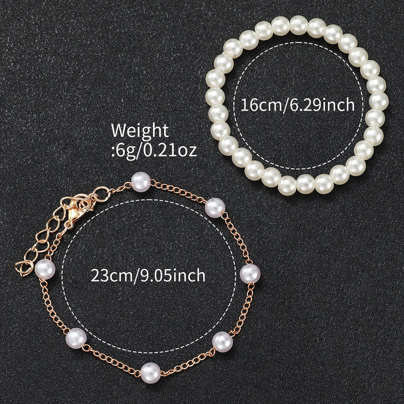 3 peças/conjunto Moda Feminina Pulseira de Couro Relógio de Quartzo e Pulseira de Pérolas Conjunto