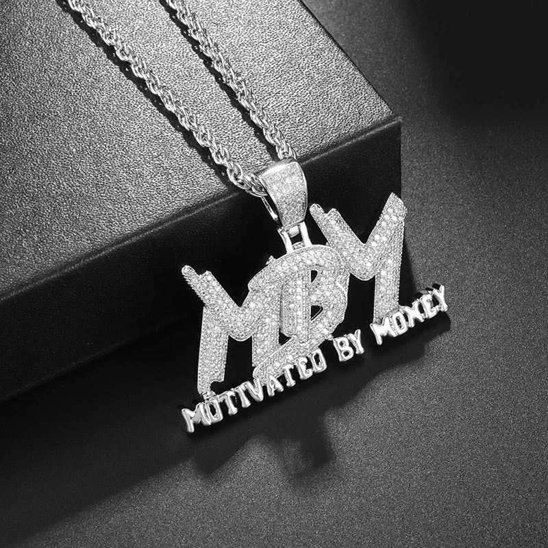 Punk M416 Assault Rifle Incrustado Zircon Pingente Colar para Homens Hip Hop Rock Tendência Legal Jóias