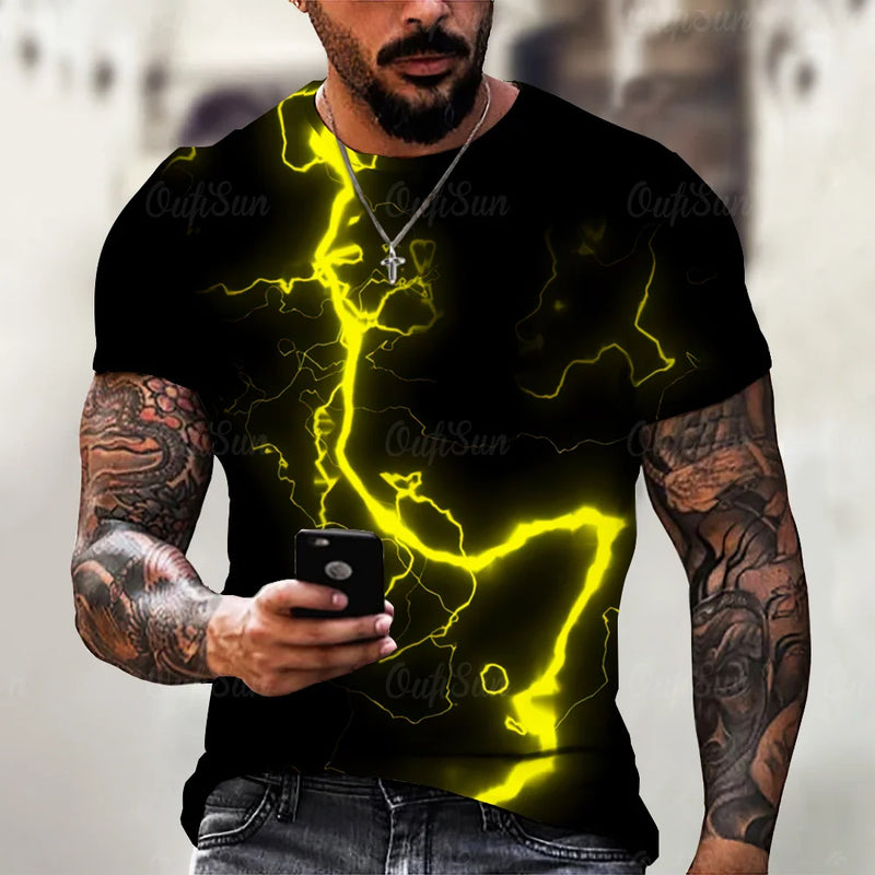 Camiseta Masculina 3D Lightning para Verão 2024: Estilo, Conforto e Exclusividade