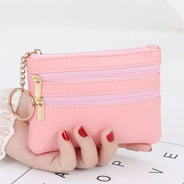 2025 Moda Feminina Carteira Clutch Três Zip Feminino Curto Pequena Bolsa de Moedas Novo Design de Marca Macio Mini Porta-Cartões Carteira Bolsa de Dinheiro