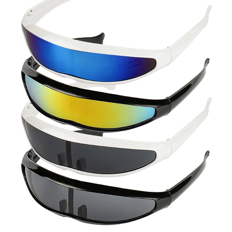 Novos óculos de sol estreitos futuristas Cyclops óculos de sol laser UV400 personalidade lente espelhada traje óculos homens gafas de sol