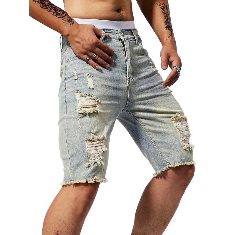 Bermuda Masculina Jeans Casual – Estilo Vintage e Personalidade para o Verão