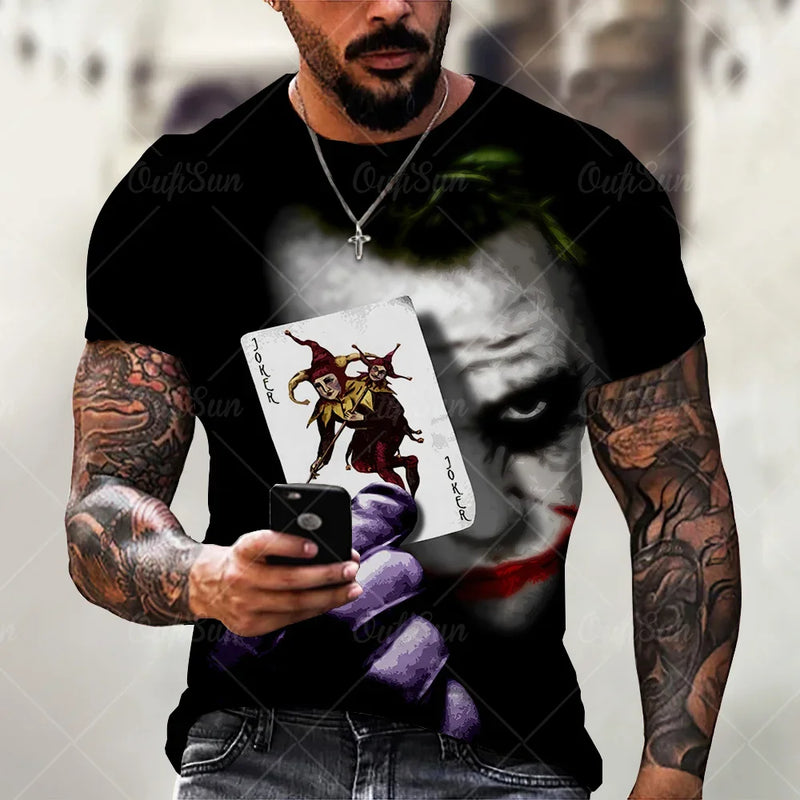 Camiseta Masculina 3D Estampa Joker: Estilo Casual e Moderno para o Verão