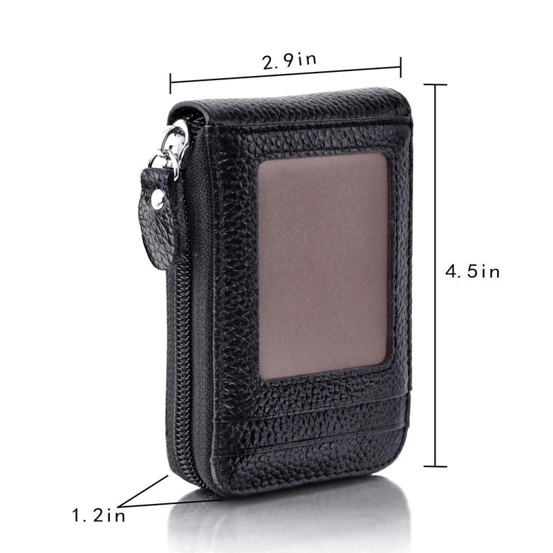 Carteira masculina de couro PU genuíno, porta-cartões de crédito, bloqueio RFID, bolso com zíper, bolsa masculina,