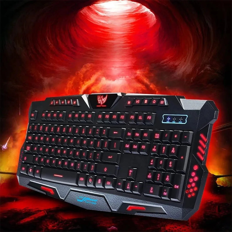 Teclado Mecânico Retroiluminado LED USB – Performance e Estilo para Seus Jogos! 🎮⌨️