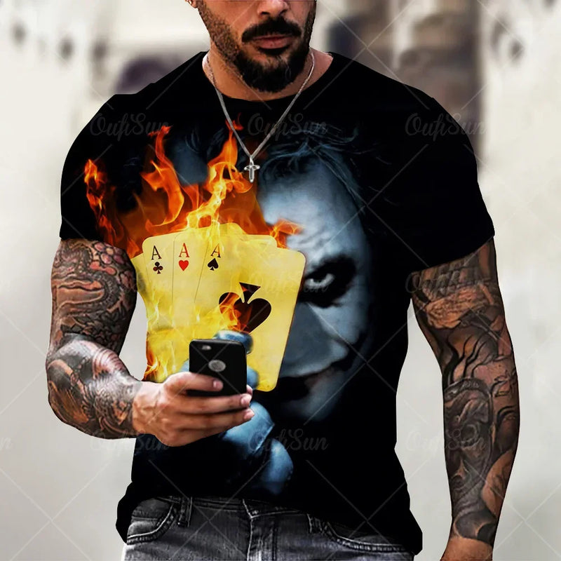 Camiseta Masculina 3D Estampa Joker: Estilo Casual e Moderno para o Verão