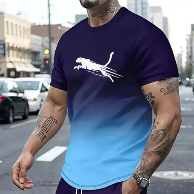 Camiseta Masculina 3D com Estampa Animal – Estilo Casual e Oversized