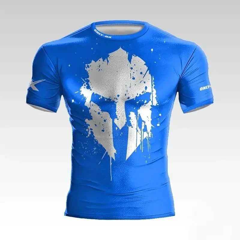 Camiseta Masculina 3D Estampa de Guerreiro com Capacete - Estilo Casual e Esportivo