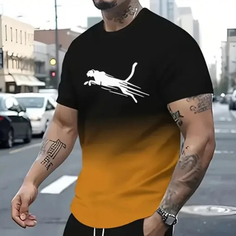 Camiseta Masculina 3D com Estampa Animal – Estilo Casual e Oversized