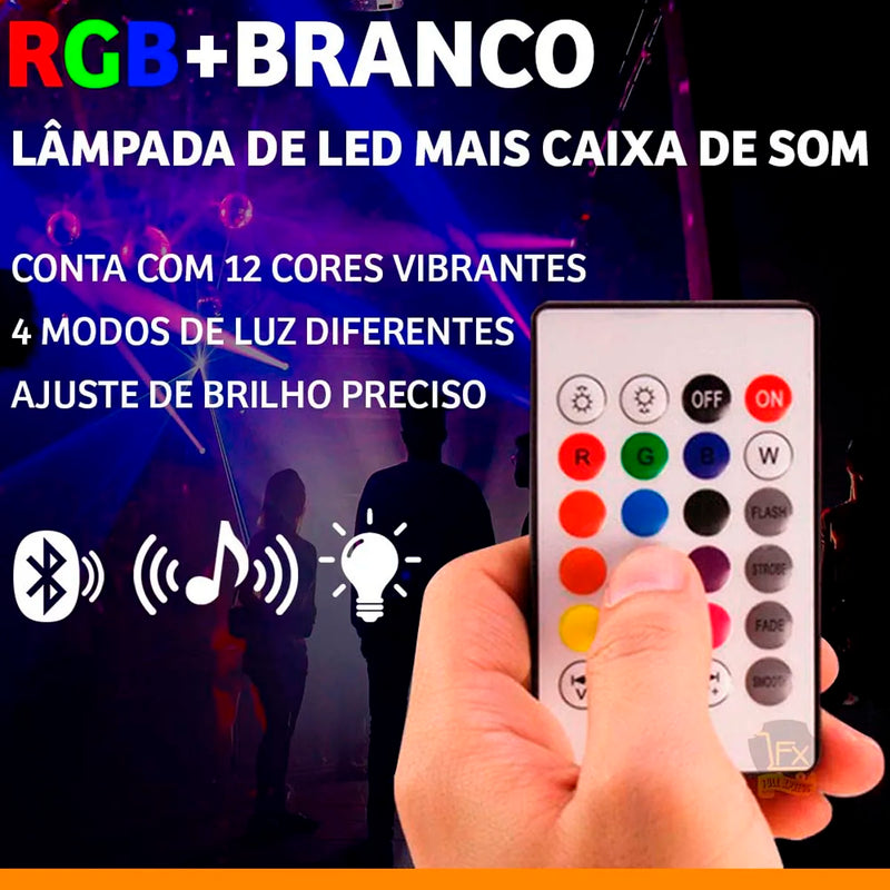 Lâmpada Caixa de Som Bluetooth Premium 2 em 1 com Luz LED de 12W – Estilo e Som em Um Só Produto! 💡🎶