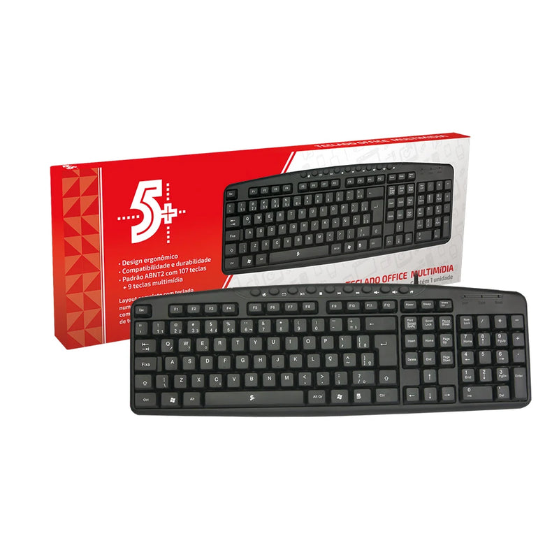 Teclado ABNT2 Ergonômico Multimídia Office USB – Conforto e Praticidade para Seu Dia a Dia! ⌨️💻