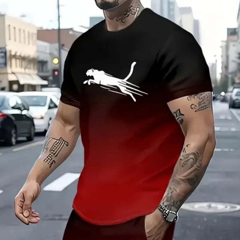 Camiseta Masculina 3D com Estampa Animal – Estilo Casual e Oversized