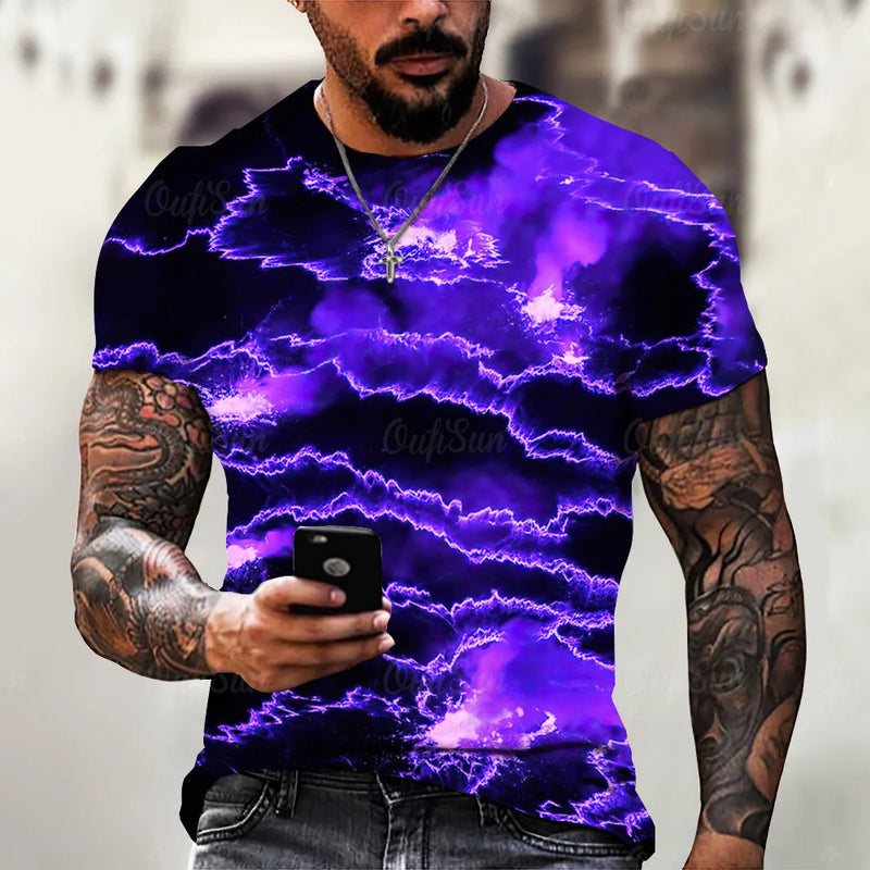 Camiseta Masculina 3D Lightning para Verão 2024: Estilo, Conforto e Exclusividade