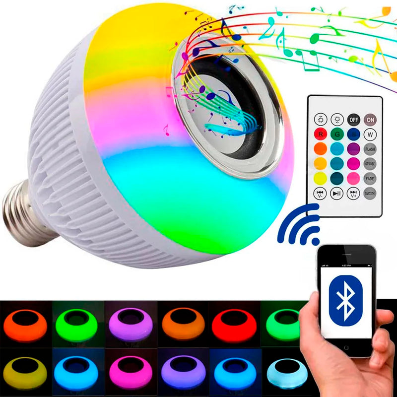 Lâmpada Caixa de Som Bluetooth Premium 2 em 1 com Luz LED de 12W – Estilo e Som em Um Só Produto! 💡🎶