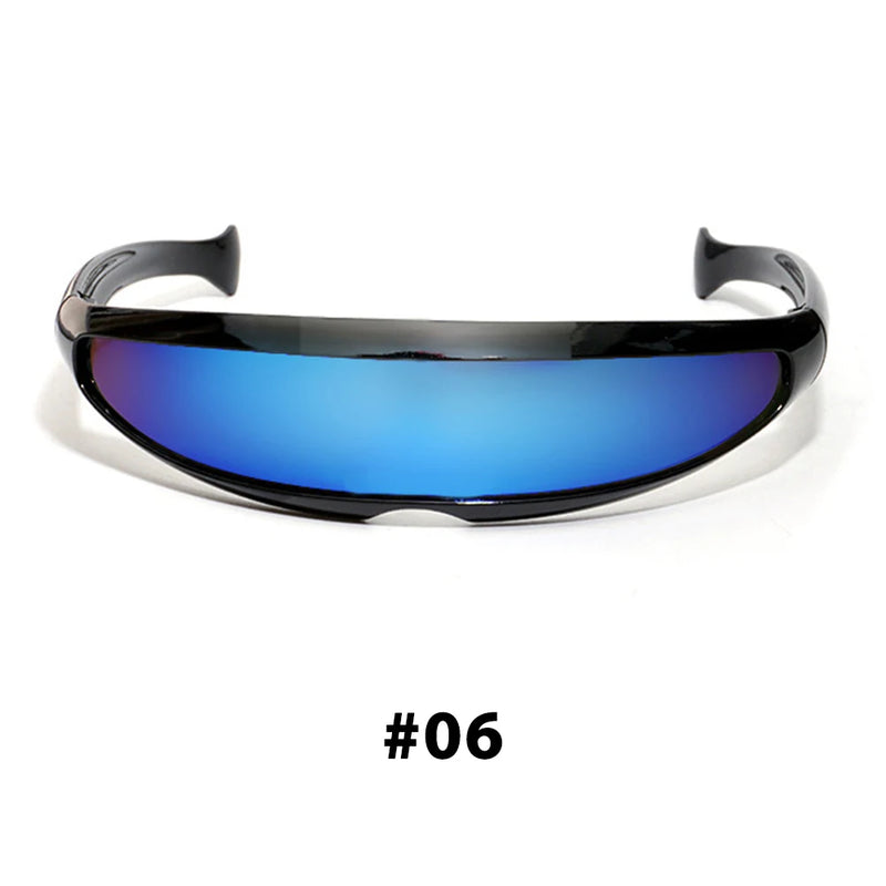 Novos óculos de sol estreitos futuristas Cyclops óculos de sol laser UV400 personalidade lente espelhada traje óculos homens gafas de sol