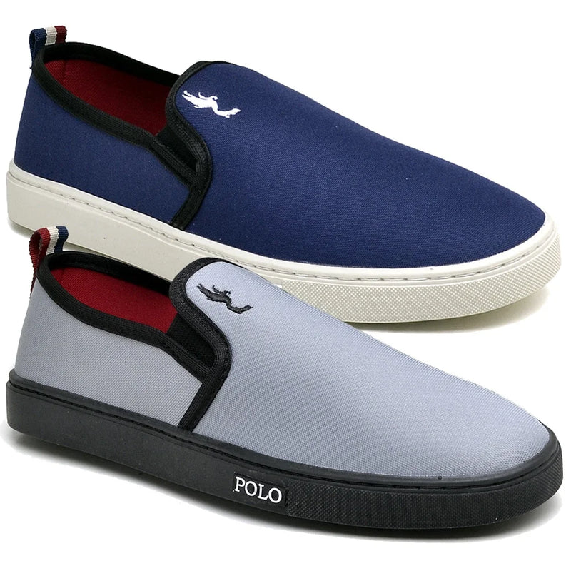 Polo Masculino Fashion Beach Slip on Blu Azul e Cinza 2 Tamanhos Emparelhados 37 a 46