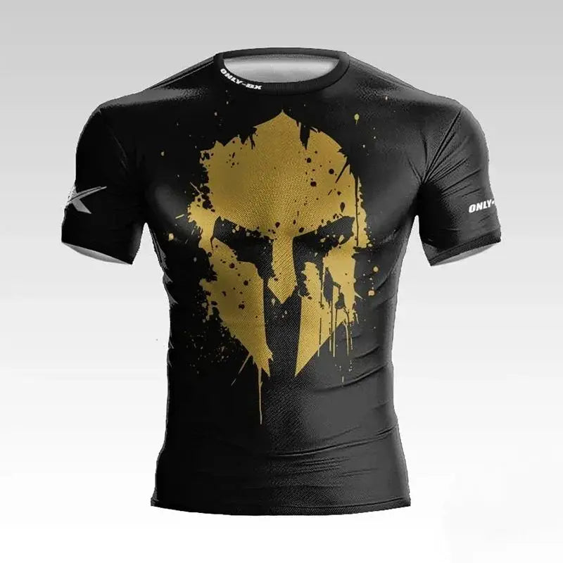 Camiseta Masculina 3D Estampa de Guerreiro com Capacete - Estilo Casual e Esportivo