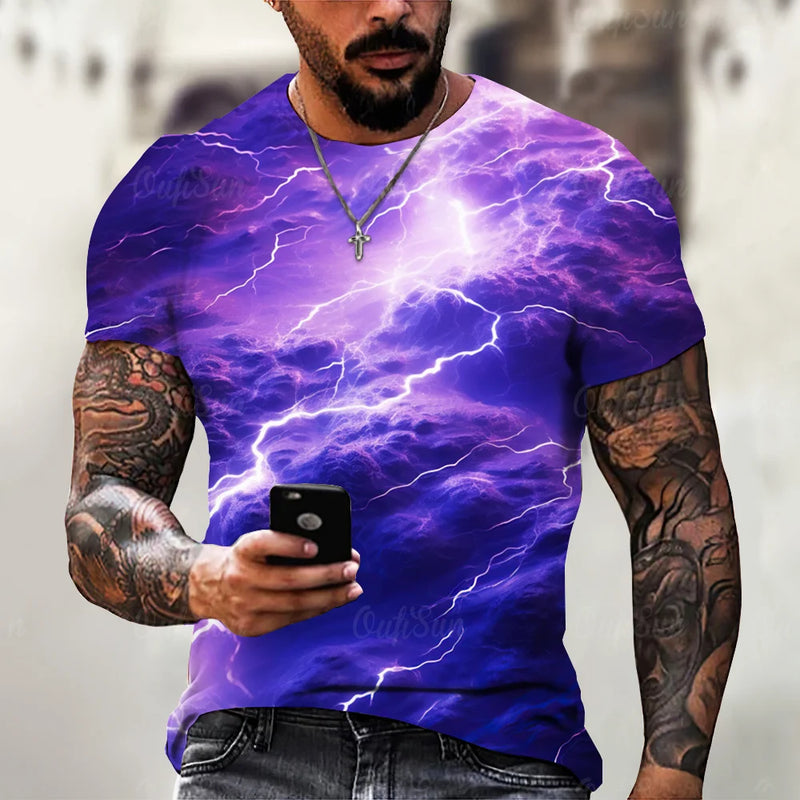 Camiseta Masculina 3D Lightning para Verão 2024: Estilo, Conforto e Exclusividade