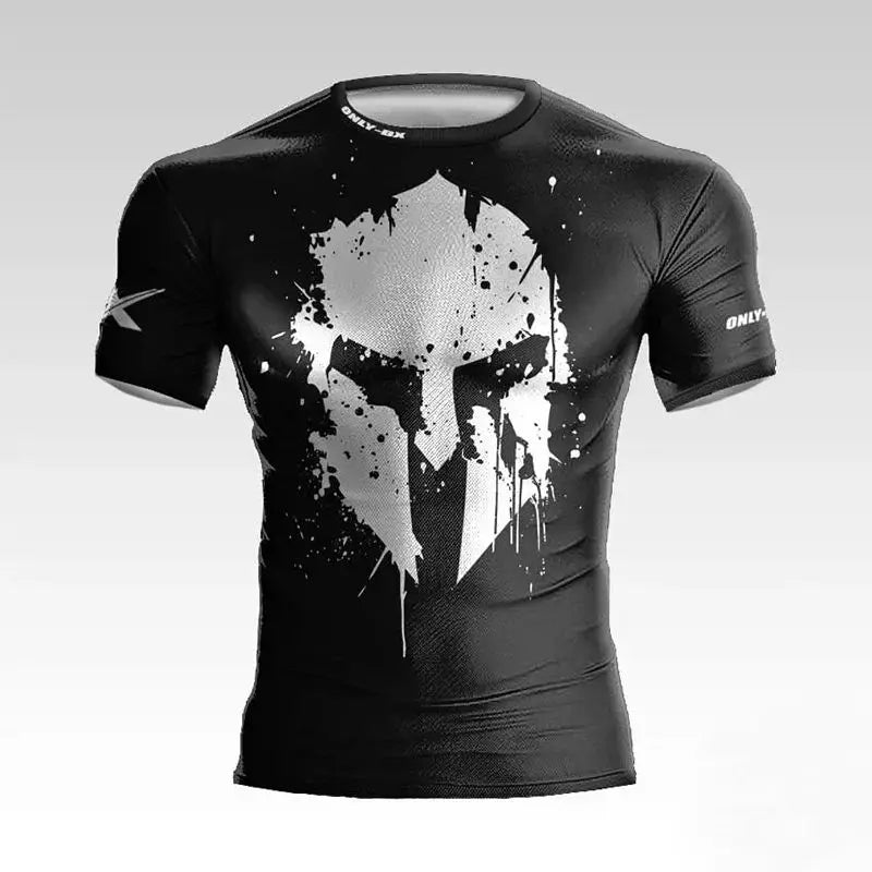 Camiseta Masculina 3D Estampa de Guerreiro com Capacete - Estilo Casual e Esportivo