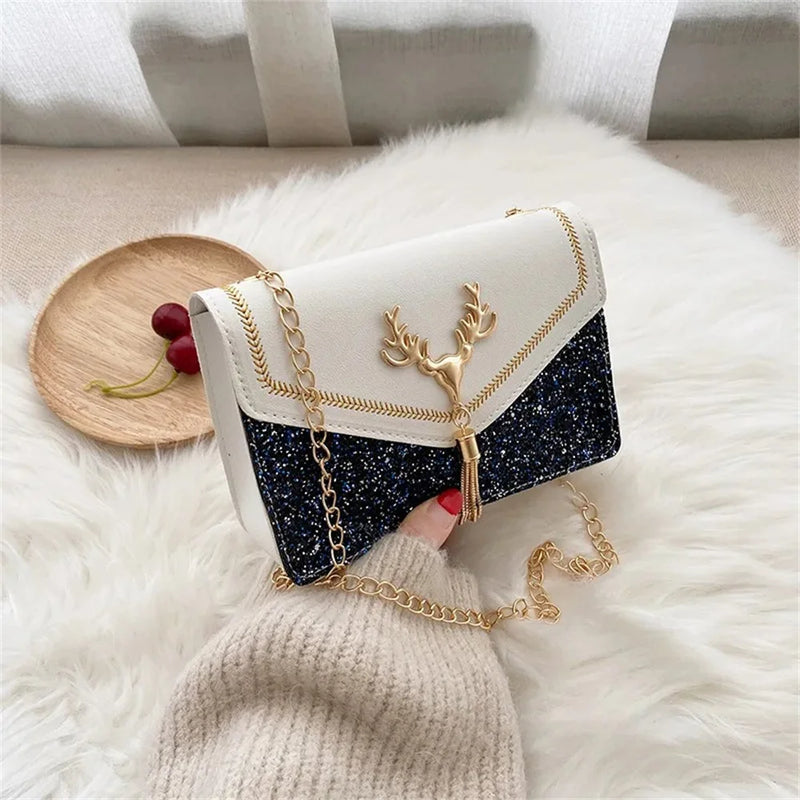 Bolsa de Ombro Feminina com Decoração de Cabeça de Veado, Elegância e Estilo Luxuoso