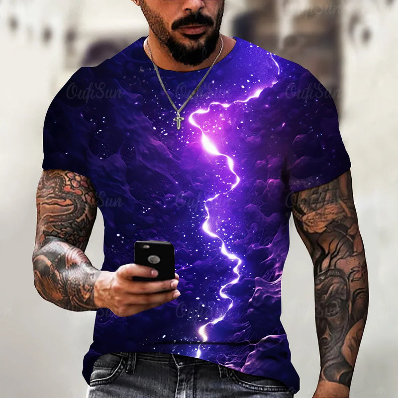 Camiseta Masculina 3D Lightning para Verão 2024: Estilo, Conforto e Exclusividade