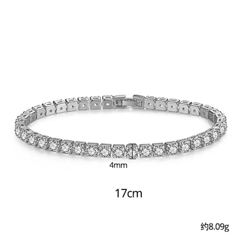 2025 Nova Cor Prata de Luxo na Mão 4MM 17CM Princesa Pulseira Bangle para Mulheres Aniversário Presente Jóias Atacado S5650