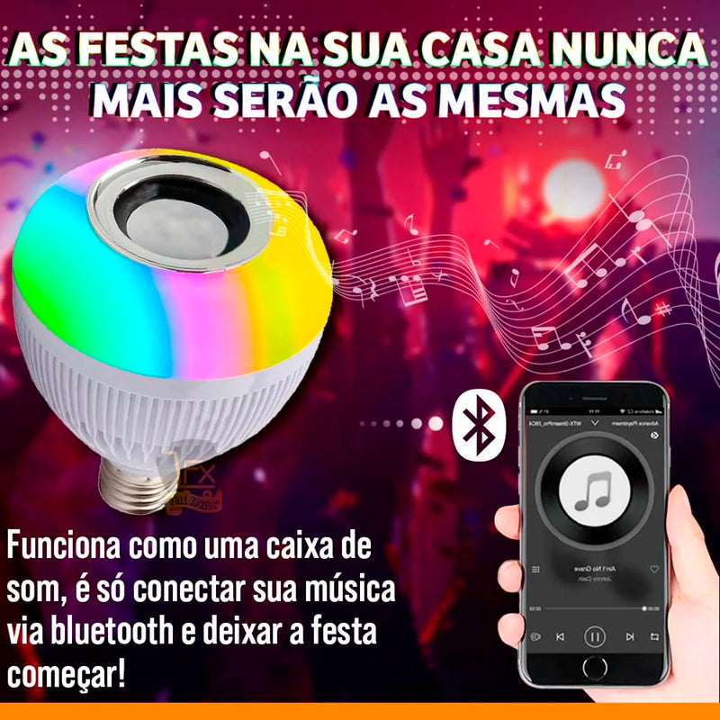 Lâmpada Caixa de Som Bluetooth Premium 2 em 1 com Luz LED de 12W – Estilo e Som em Um Só Produto! 💡🎶