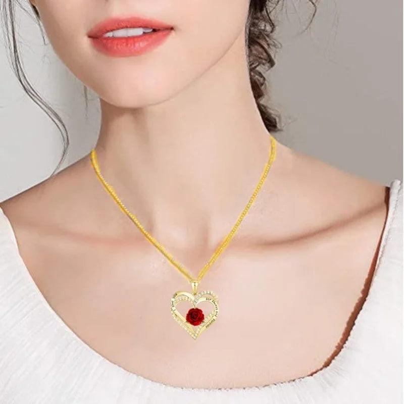 ✨ Colar Feminino Coração Rosa com Pingente de Cruz e Arco ✨