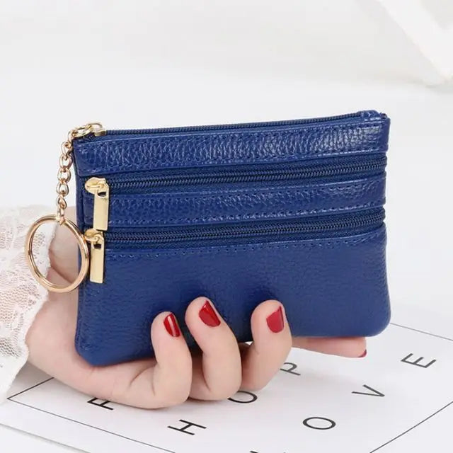 2025 Moda Feminina Carteira Clutch Três Zip Feminino Curto Pequena Bolsa de Moedas Novo Design de Marca Macio Mini Porta-Cartões Carteira Bolsa de Dinheiro