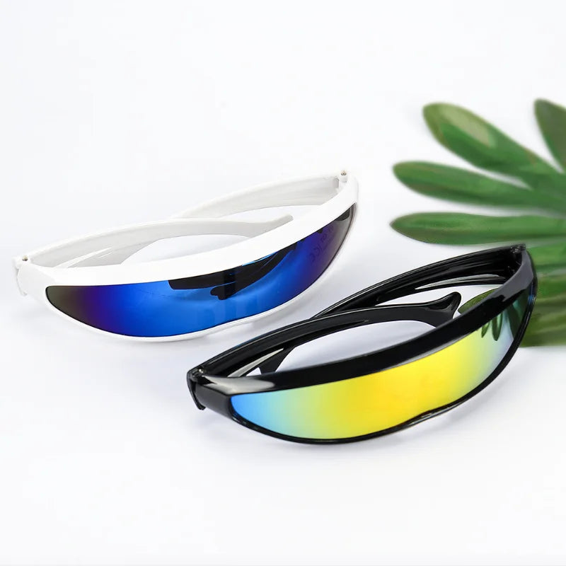 Novos óculos de sol estreitos futuristas Cyclops óculos de sol laser UV400 personalidade lente espelhada traje óculos homens gafas de sol