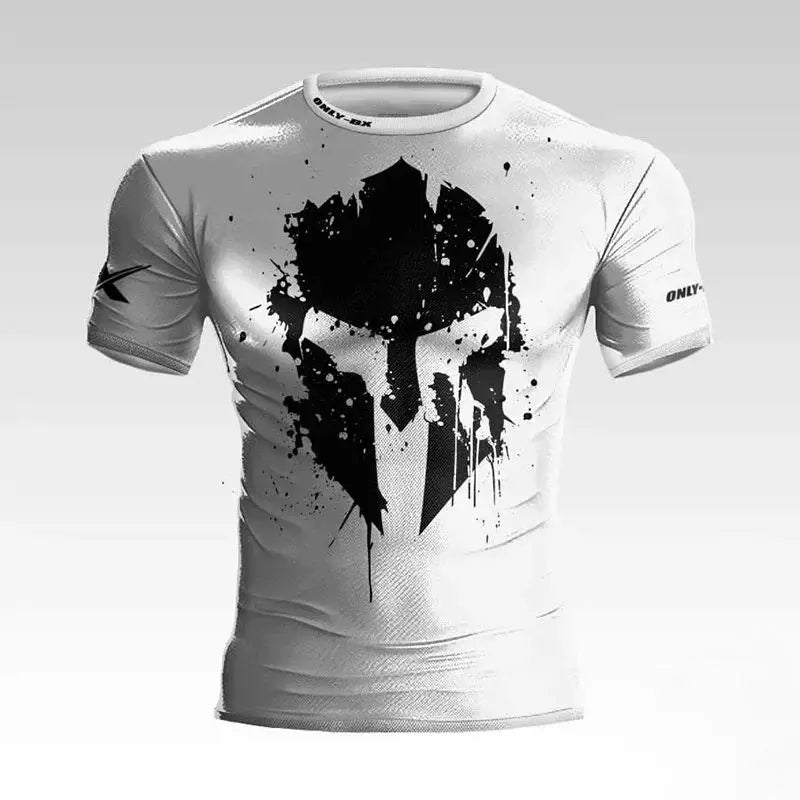 Camiseta Masculina 3D Estampa de Guerreiro com Capacete - Estilo Casual e Esportivo