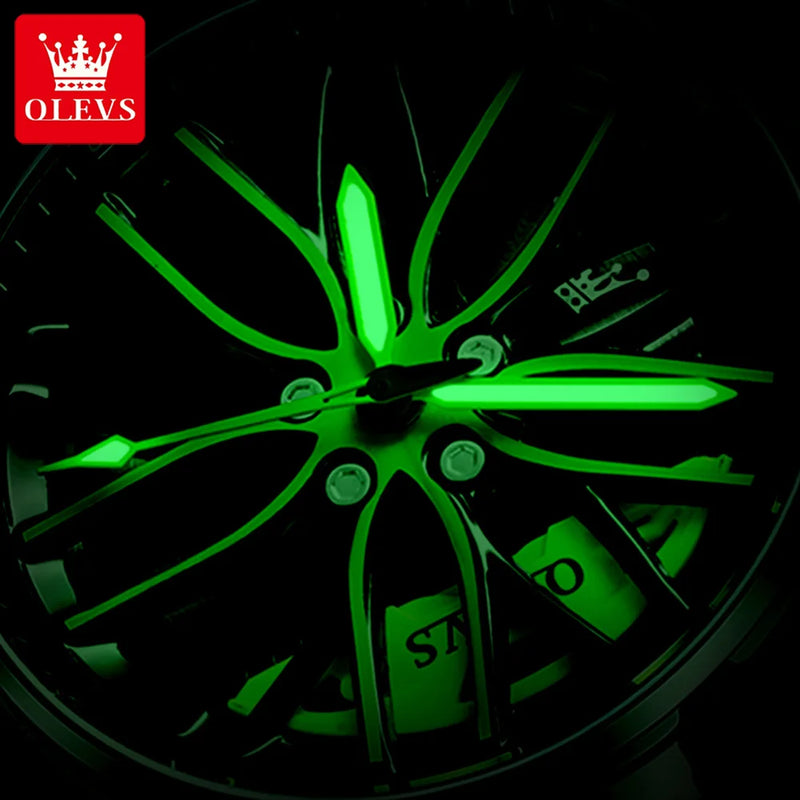 OLEVS Wheel - Relógio de Luxo Masculino com Aro de Carro Esportivo Giratório