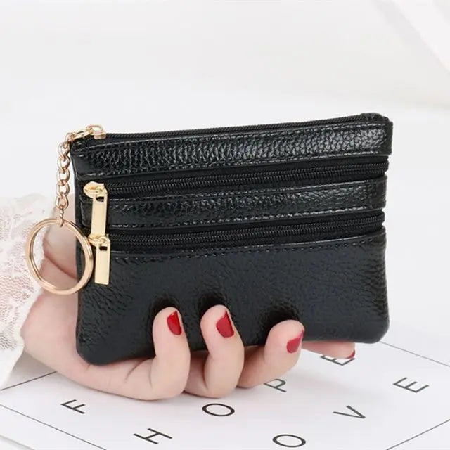 2025 Moda Feminina Carteira Clutch Três Zip Feminino Curto Pequena Bolsa de Moedas Novo Design de Marca Macio Mini Porta-Cartões Carteira Bolsa de Dinheiro