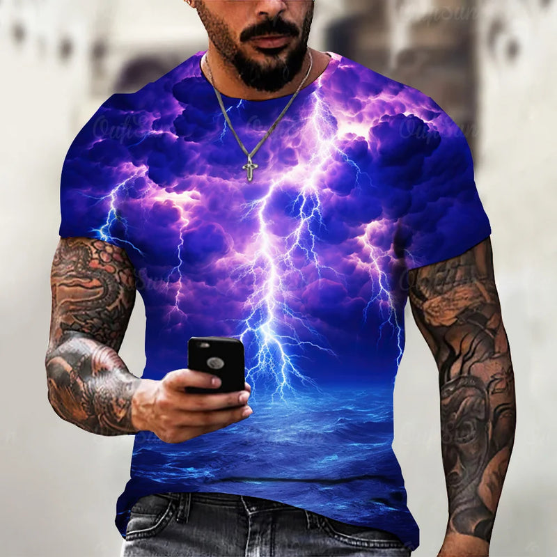 Camiseta Masculina 3D Lightning para Verão 2024: Estilo, Conforto e Exclusividade