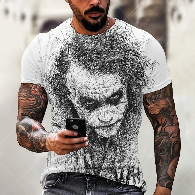 Camiseta Masculina 3D Estampa Joker: Estilo Casual e Moderno para o Verão